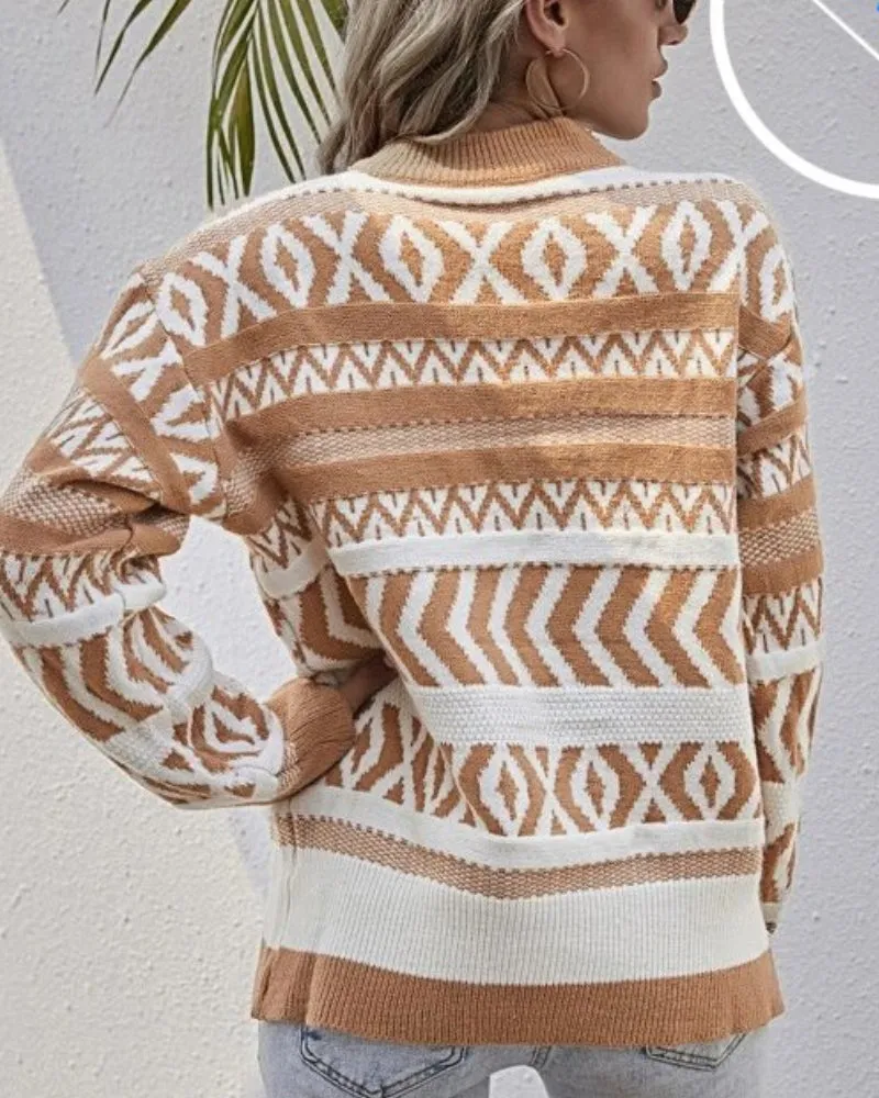 Knit Contrast Argyle Pattern Sweaters