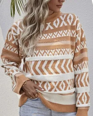 Knit Contrast Argyle Pattern Sweaters