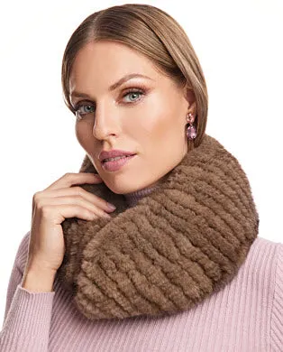 Knitted Mink Sections Infinity Scarf