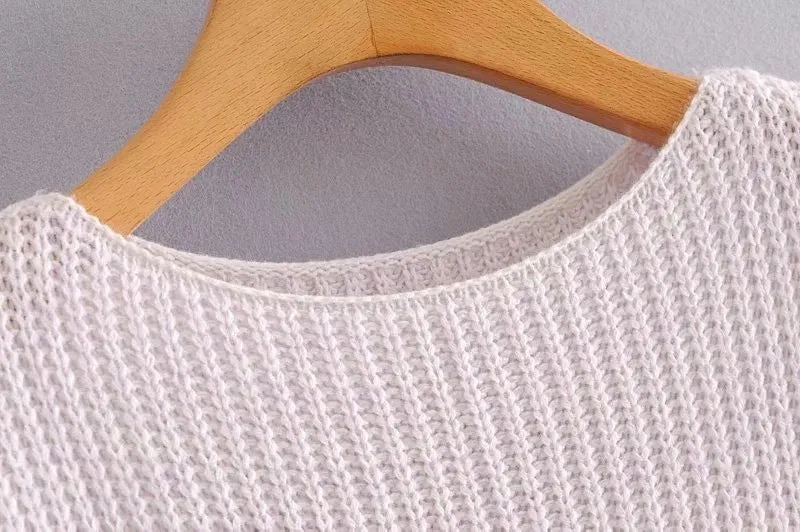 Lantern Sleeve Contrast Stripe Knitting Sweater
