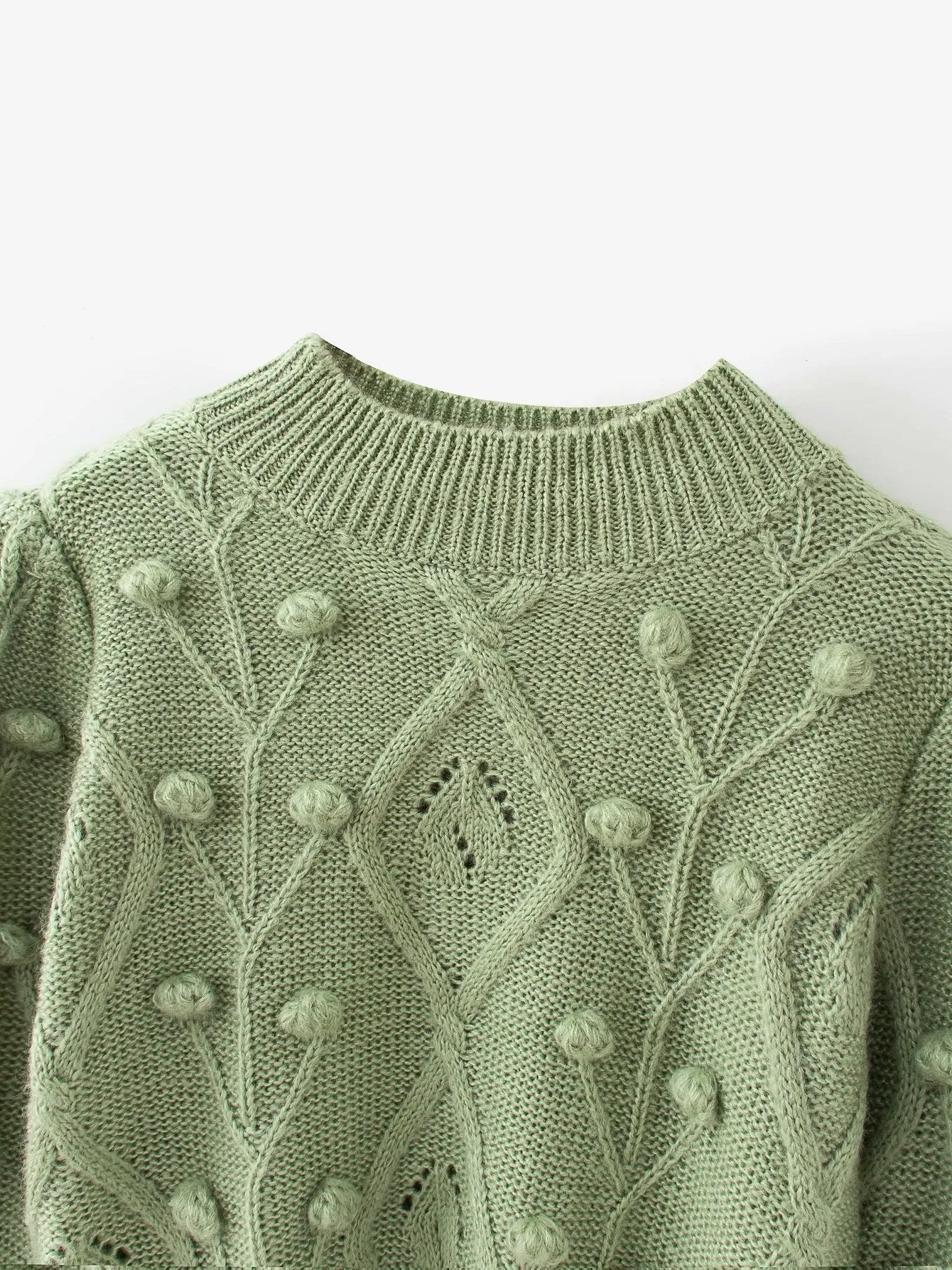 Lantern Sleeve Splicing Lingge Stand-up Collar Sweater