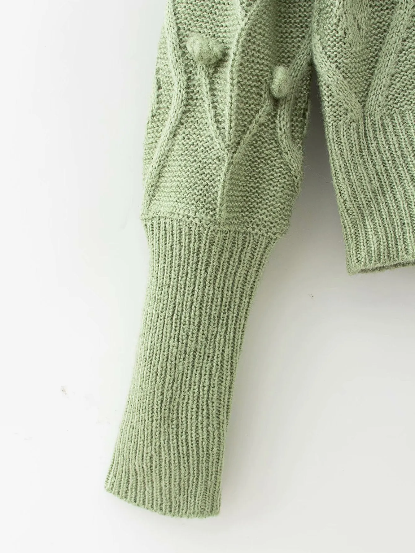 Lantern Sleeve Splicing Lingge Stand-up Collar Sweater