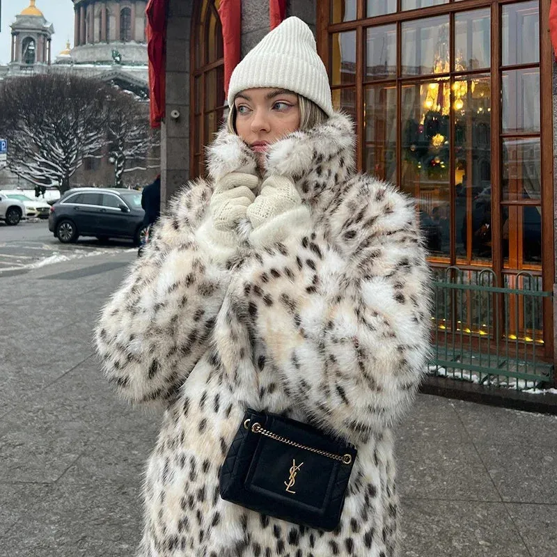 Leopard Fur Women Wife Shipping updates  Overcoat Maxi Luxury Jacket Faux Belted Mob Huge price cut Long Fur Vibe Coat Winter Fox Brand Fashion