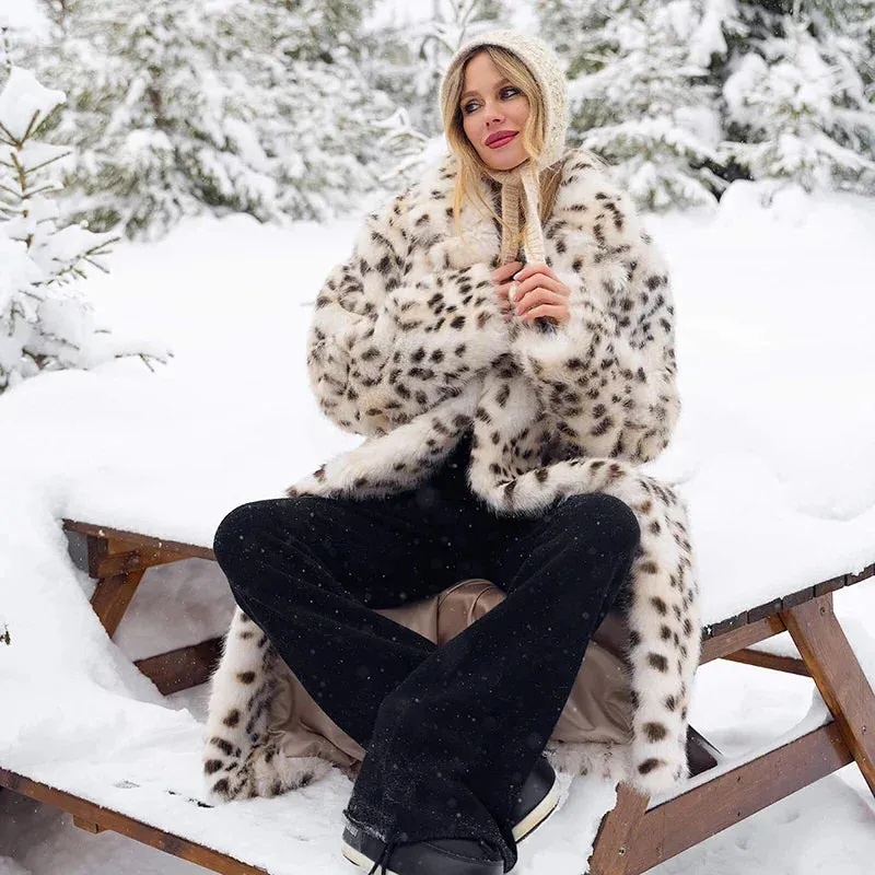 Leopard Fur Women Wife Shipping updates  Overcoat Maxi Luxury Jacket Faux Belted Mob Huge price cut Long Fur Vibe Coat Winter Fox Brand Fashion