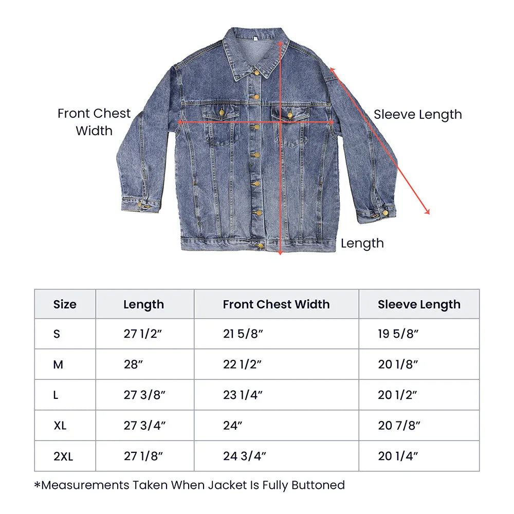Leopard Owns the Universe Oversized Women's DTG Denim Jacket