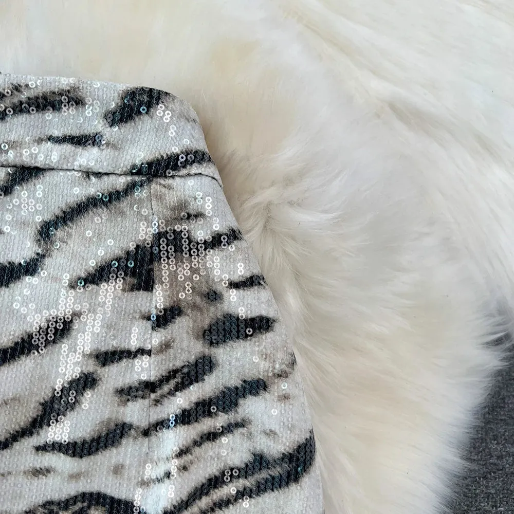 Leopard Print PU Leather Skirt