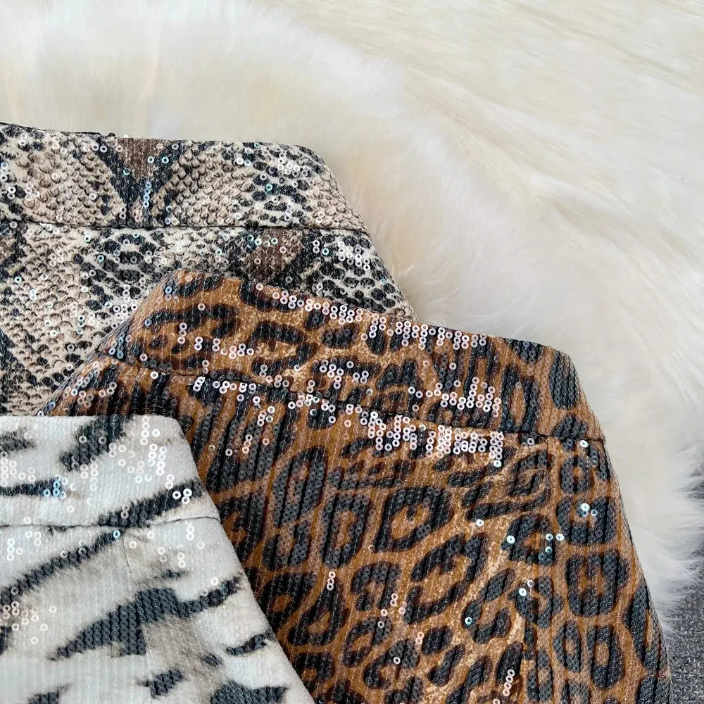 Leopard Print PU Leather Skirt