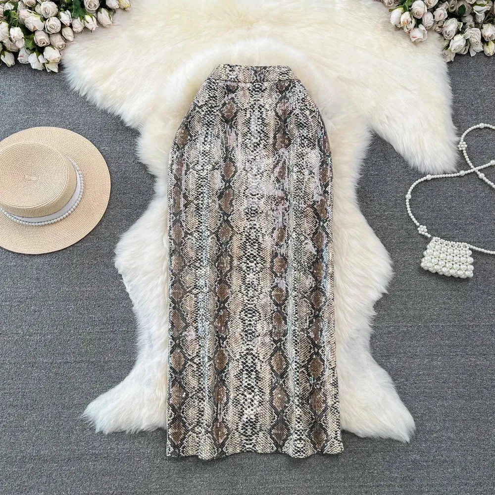 Leopard Print PU Leather Skirt