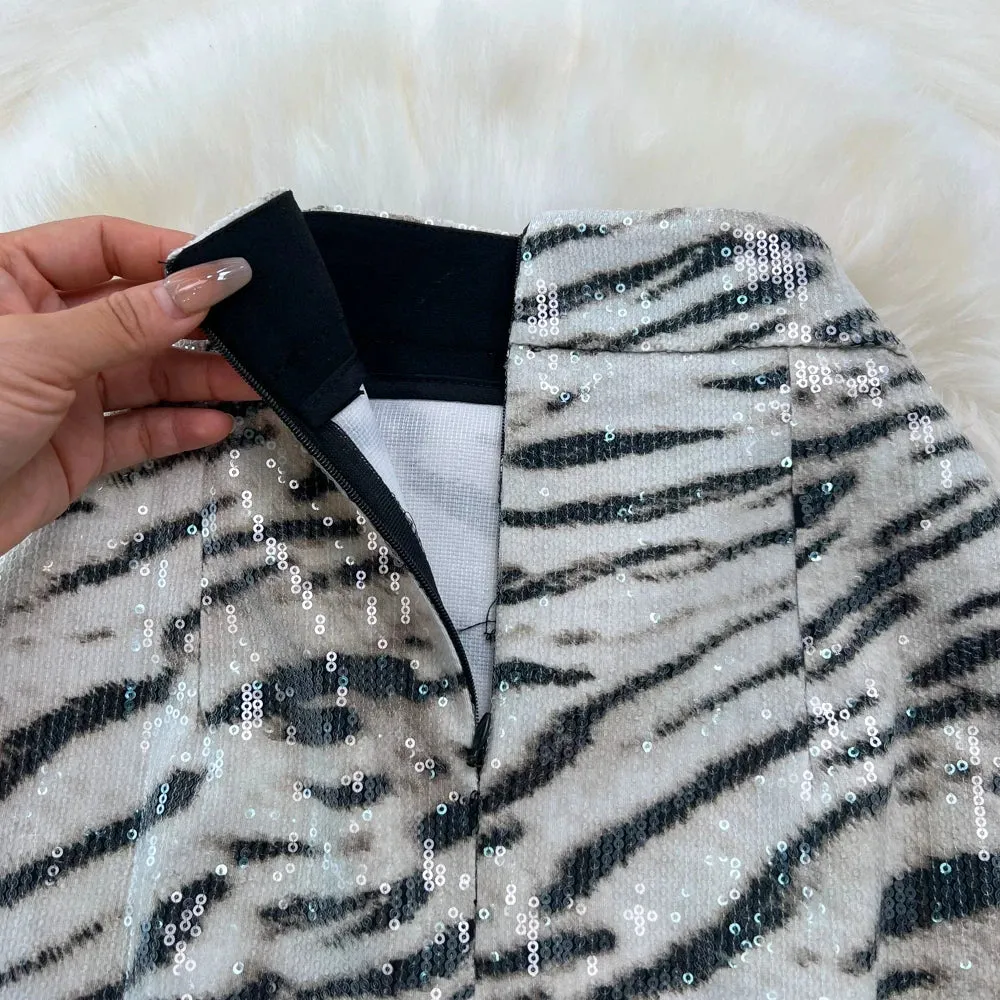 Leopard Print PU Leather Skirt