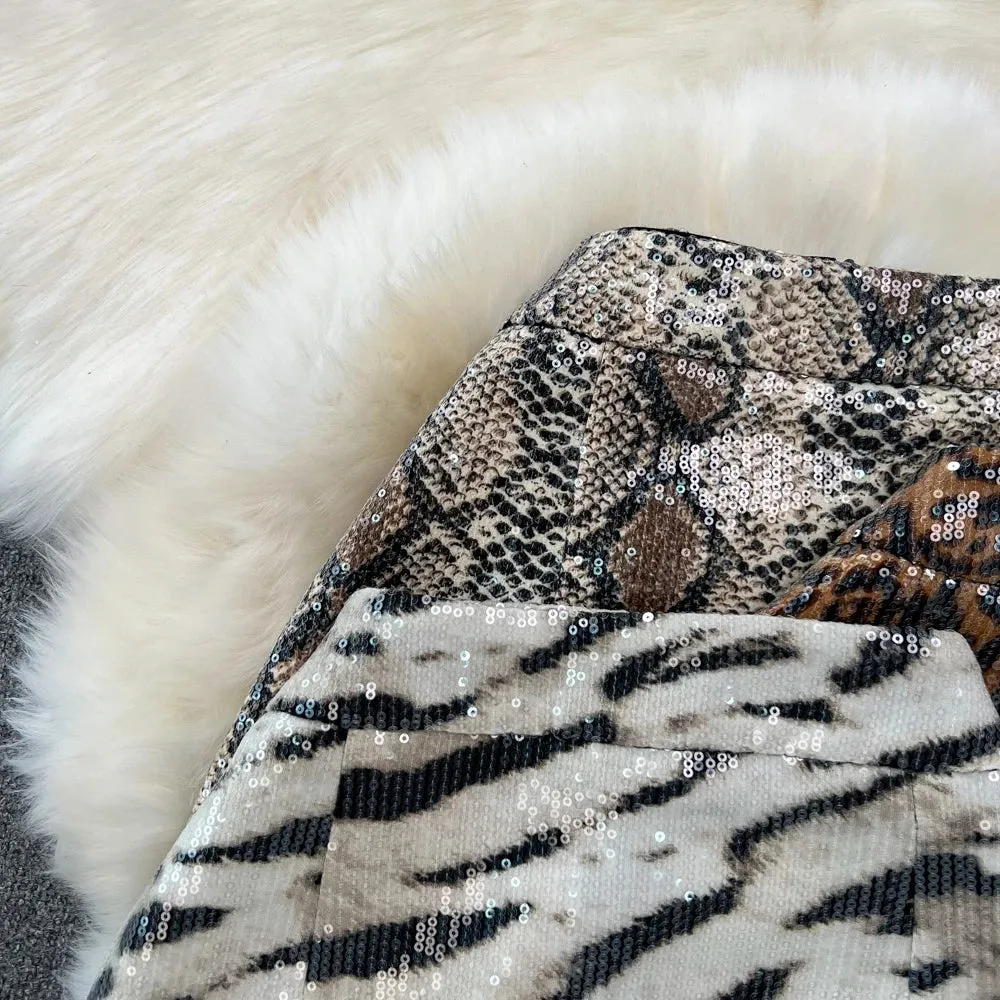Leopard Print PU Leather Skirt