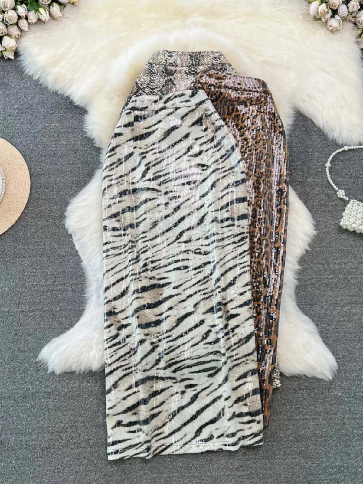 Leopard Print PU Leather Skirt