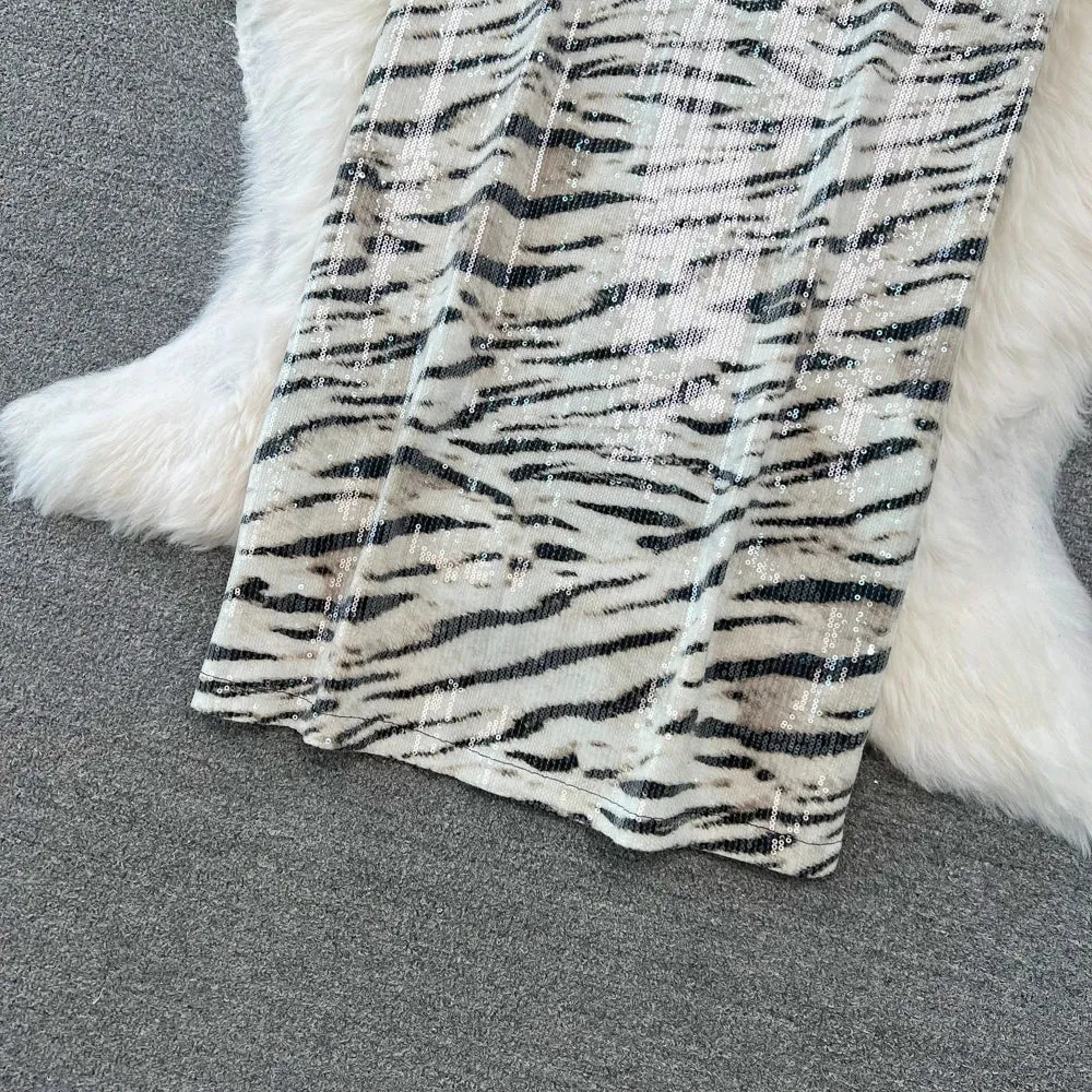Leopard Print PU Leather Skirt