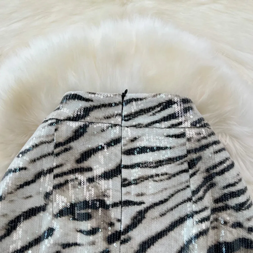 Leopard Print PU Leather Skirt