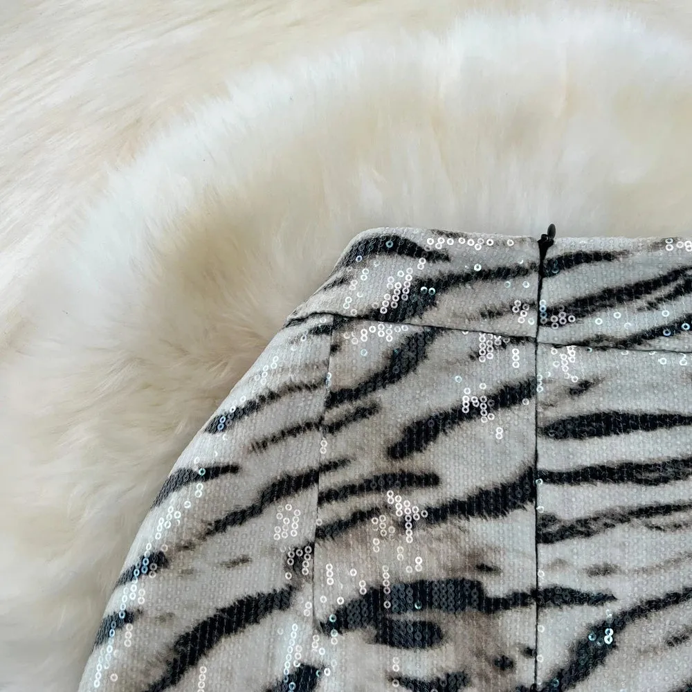 Leopard Print PU Leather Skirt