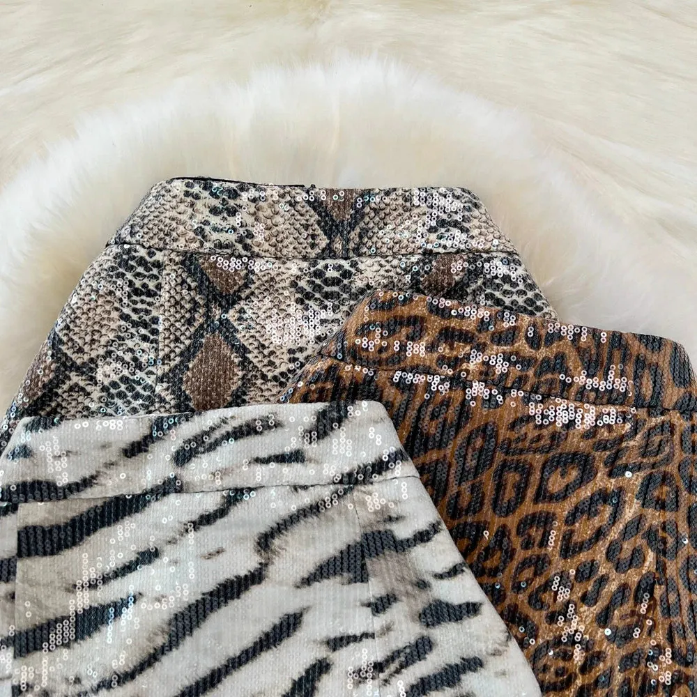Leopard Print PU Leather Skirt