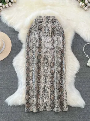 Leopard Print PU Leather Skirt