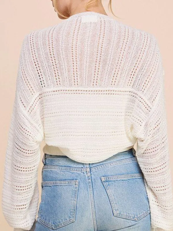 Lexi Off White Shimmer Sweater Knit Shawl