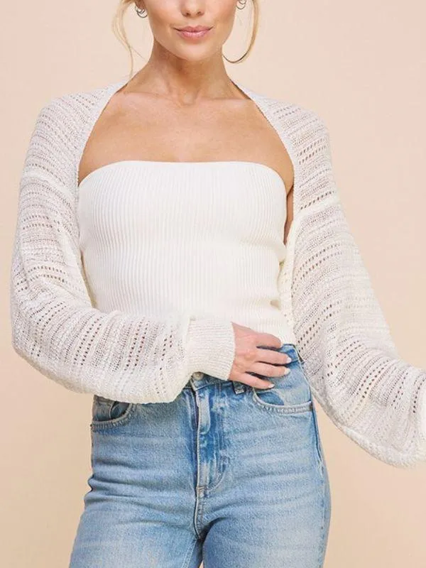 Lexi Off White Shimmer Sweater Knit Shawl