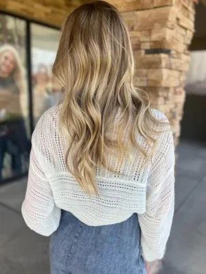 Lexi Off White Shimmer Sweater Knit Shawl