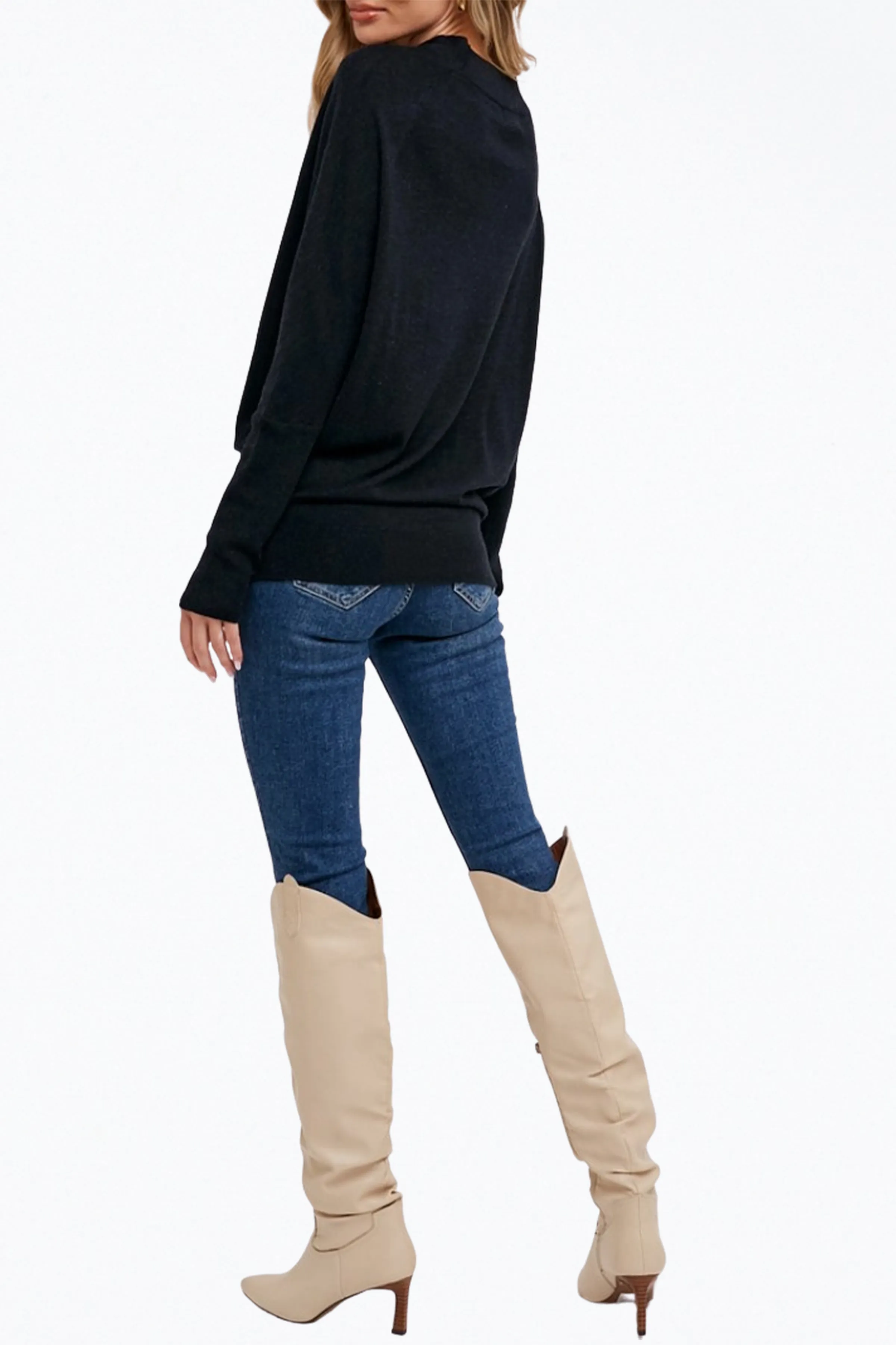 LIGHTWEIGHT SLOUCH-NECK DOLMAN PULLOVER
