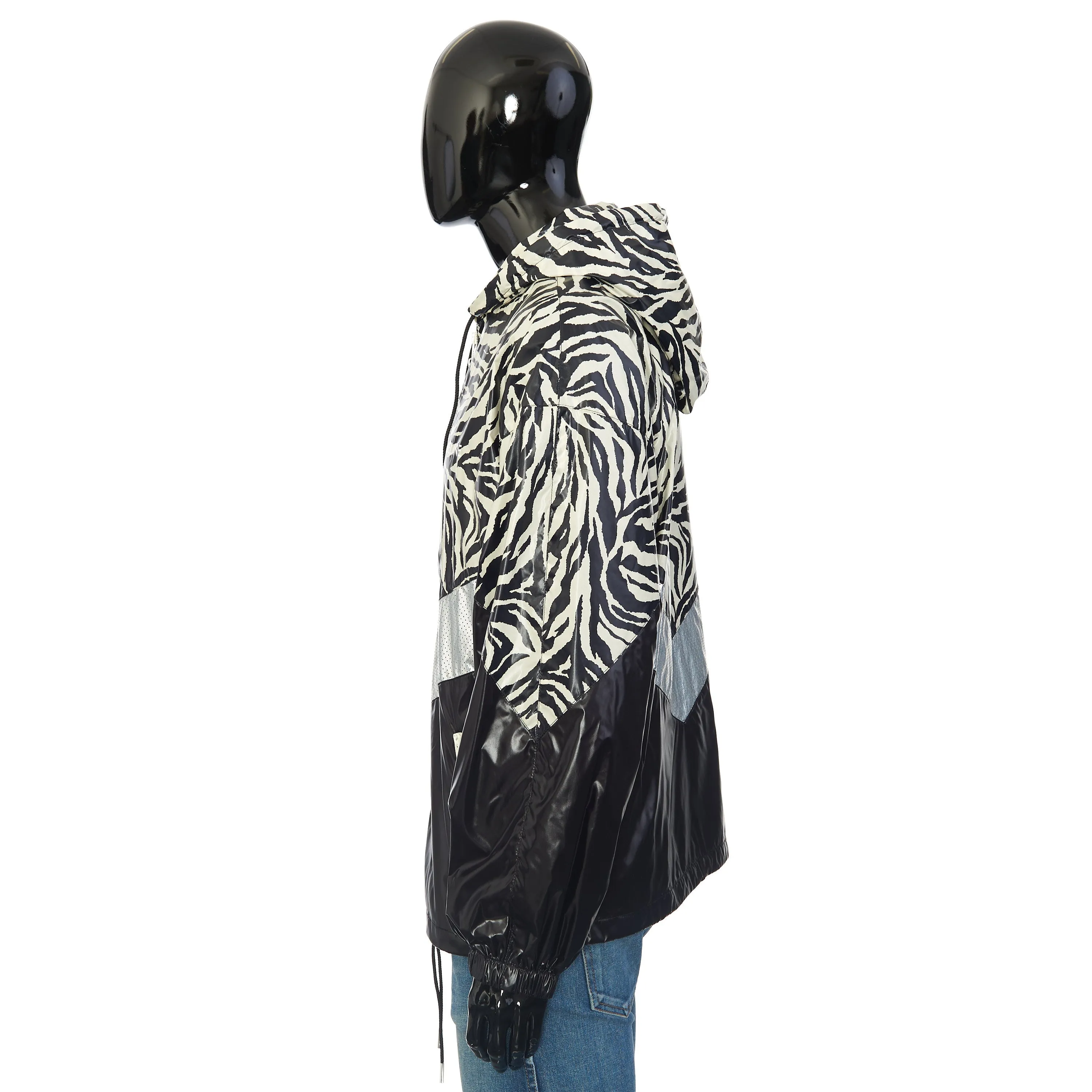 Loose Cut Jacket With Zebra Look & Nylon Coating