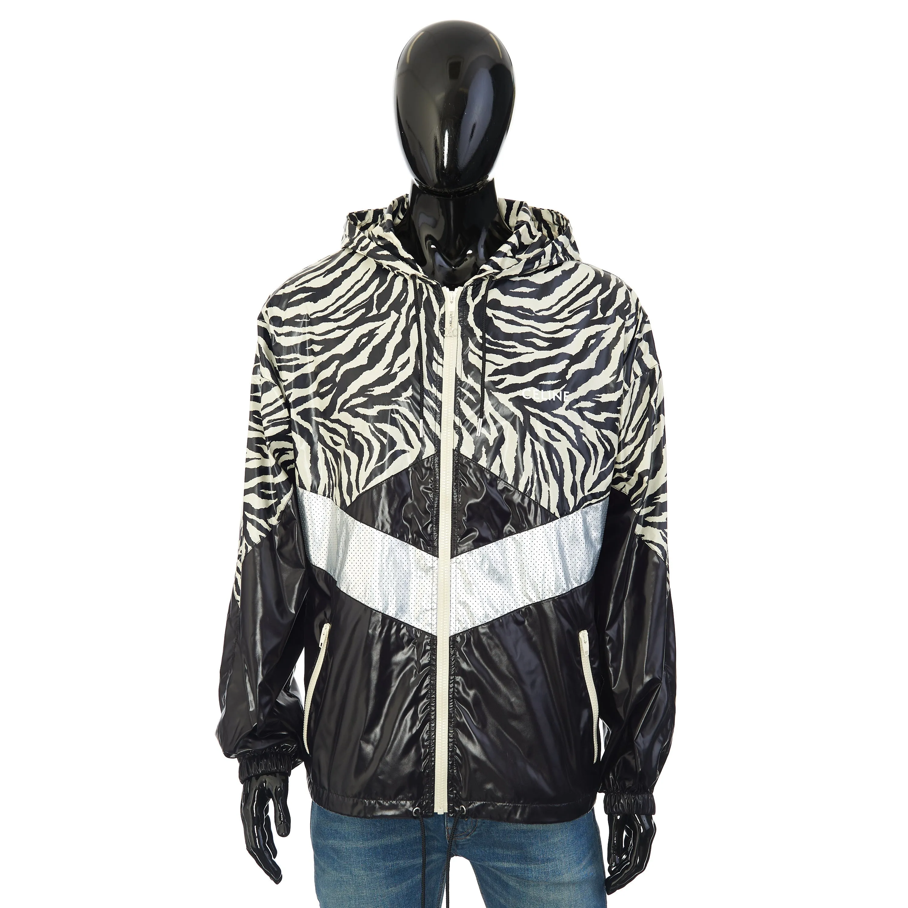 Loose Cut Jacket With Zebra Look & Nylon Coating