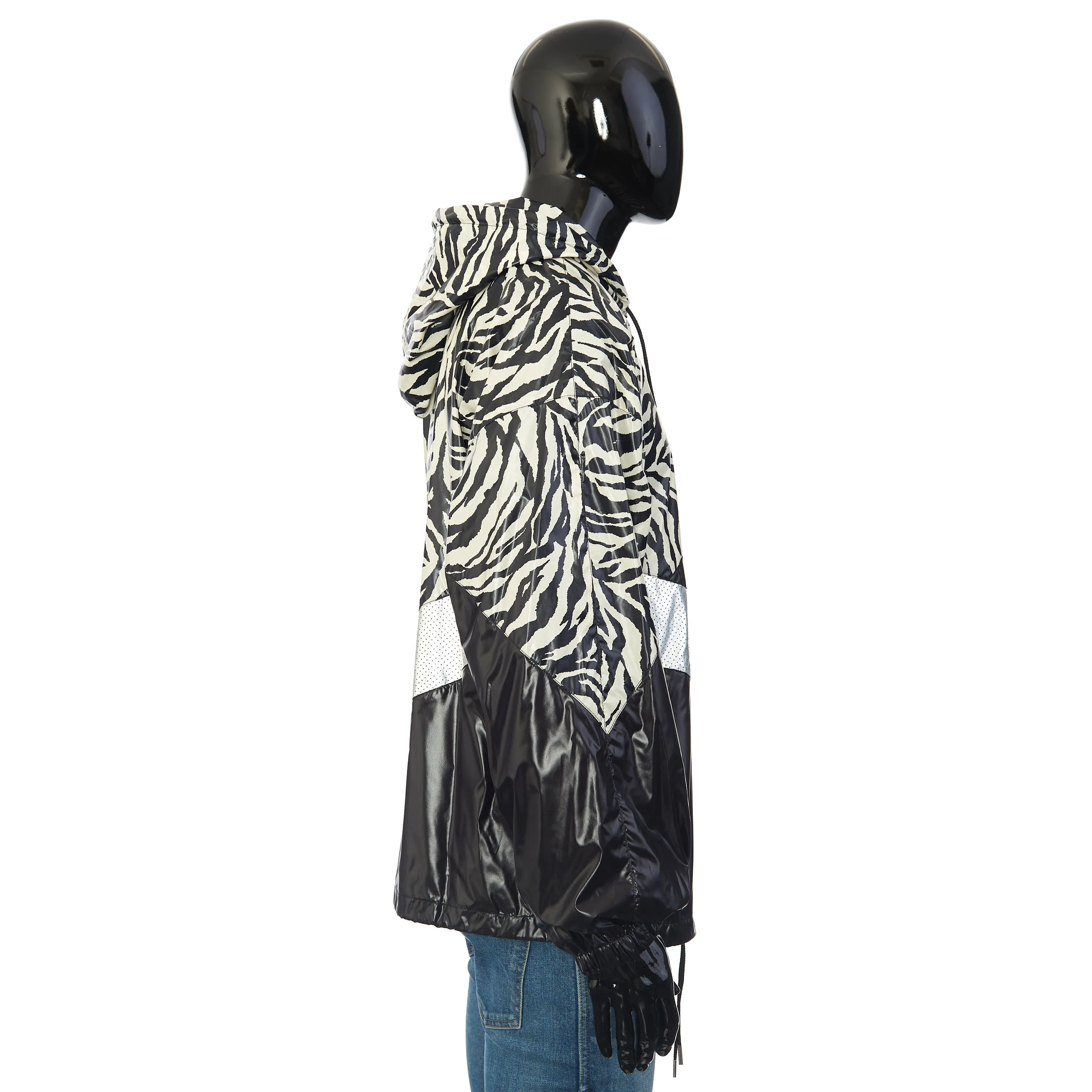 Loose Cut Jacket With Zebra Look & Nylon Coating