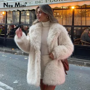 Luxury Winter Jacket  Furry Coat Long Stylish Girl Fluffy Designer Reliable delivery Limited-edition Outerwear Fox Women Fur Overcoats Brand Fur Faux Lapels