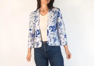 Magpie Goose pale blue blazer with dark blue print size 6, fits 6 and 8