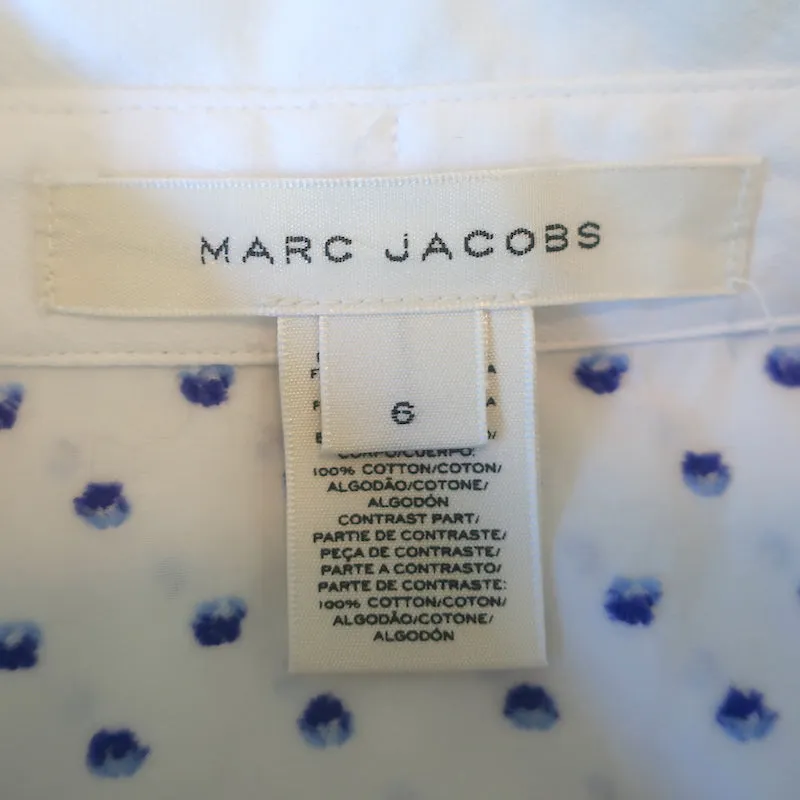 Marc Jacobs Sequined Collar Shirt White Polka Dot Size 6 Long Sleeve Top