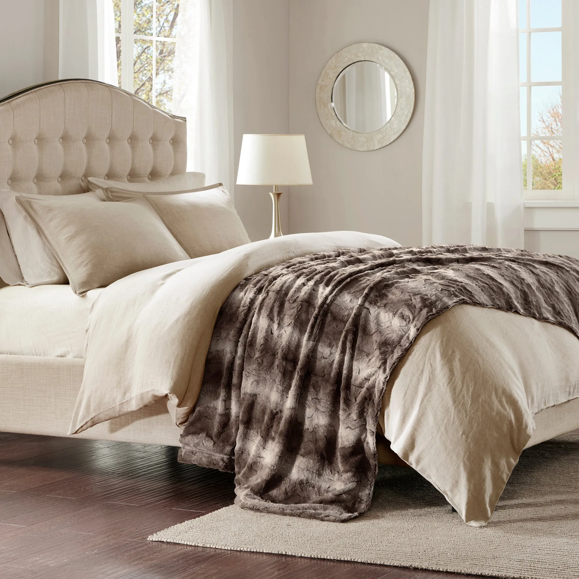 Marselle Faux Fur Oversized Bed Throw Dark Brown