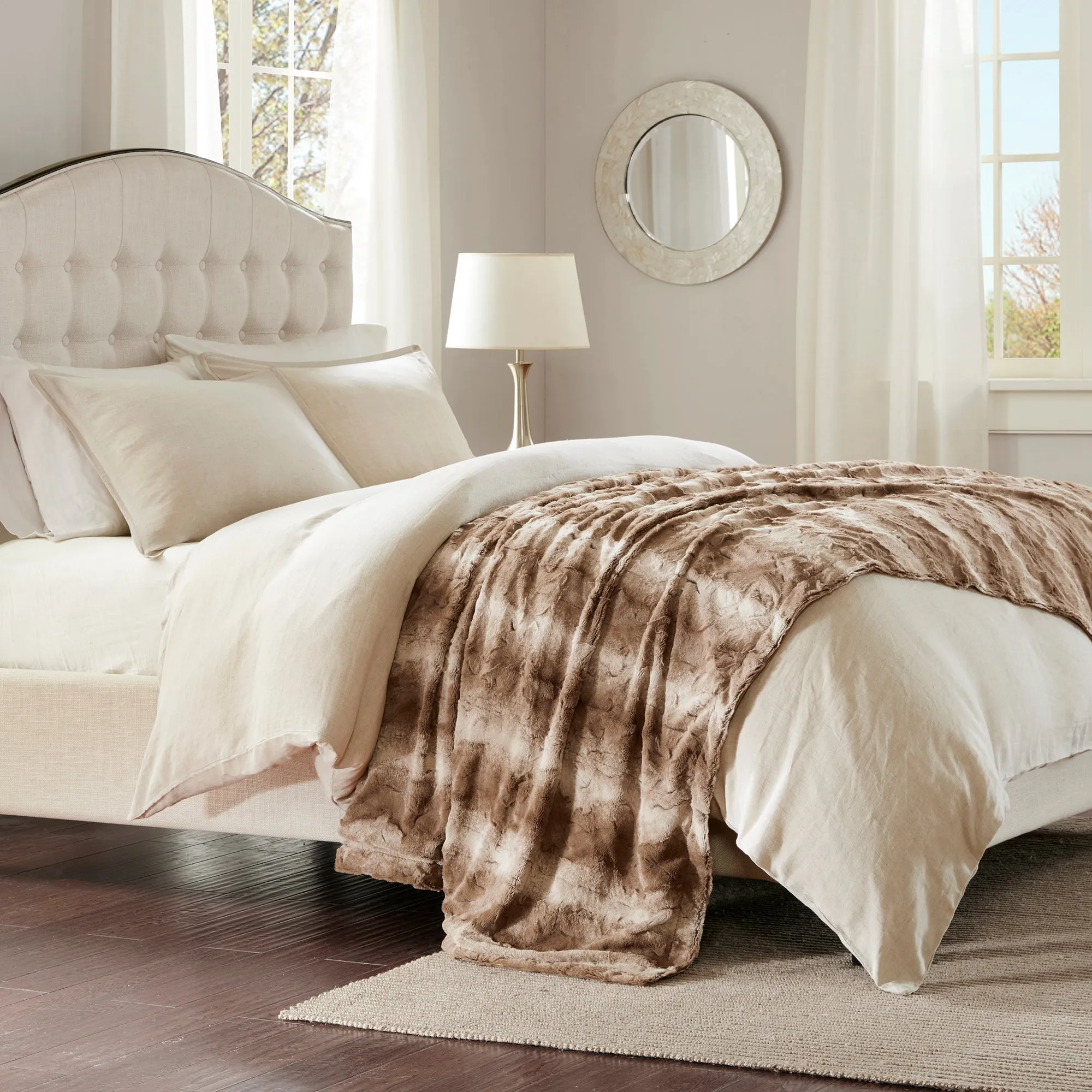 Marselle Faux Fur Oversized Bed Throw Dark Brown