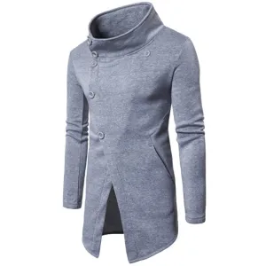 Mens Cardigan Long overcoats Men's Fashion Slant Button