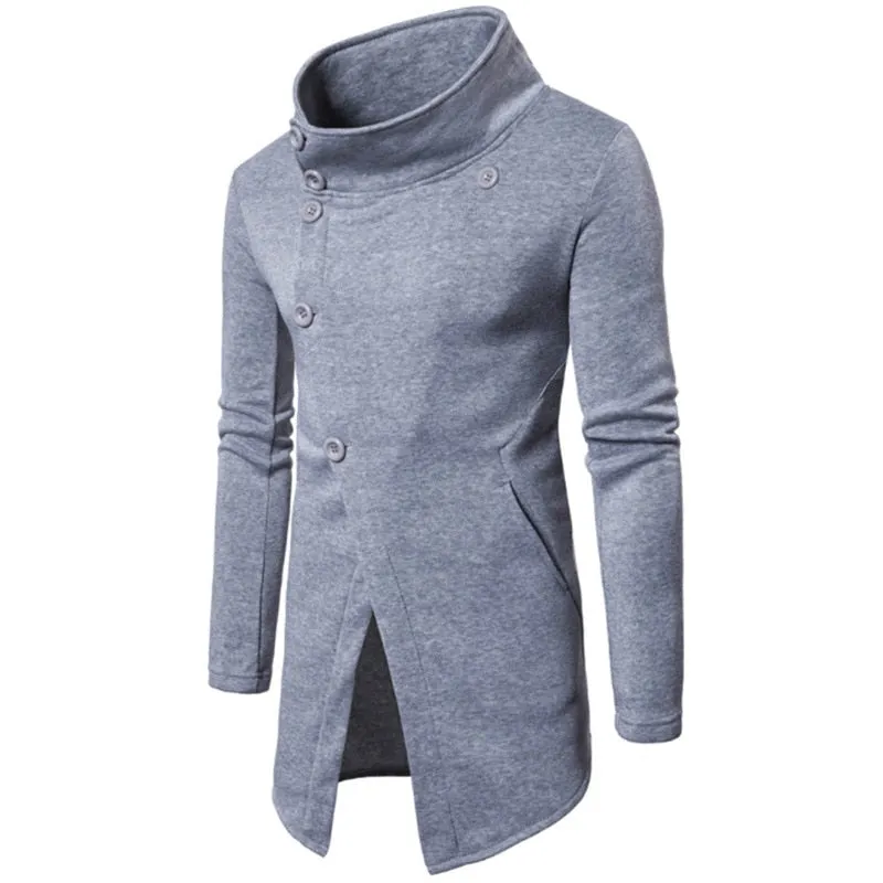 Mens Cardigan Long overcoats Men's Fashion Slant Button