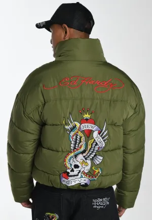 Mens Lks-Nyc-Skull Puffer Jacket - Green