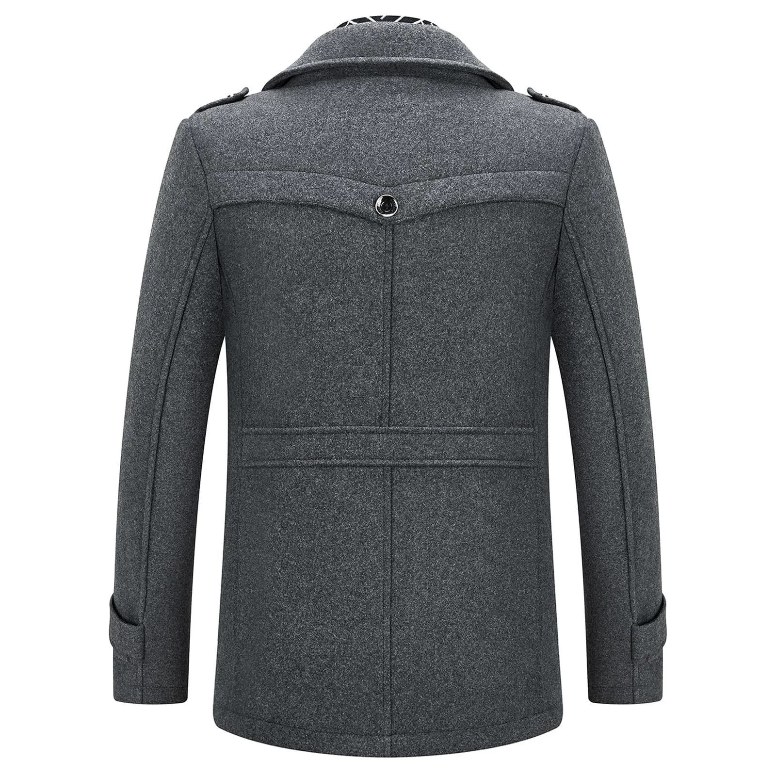 Men's Winter Warm Thick Wool Blend Coat with Removable Scarf