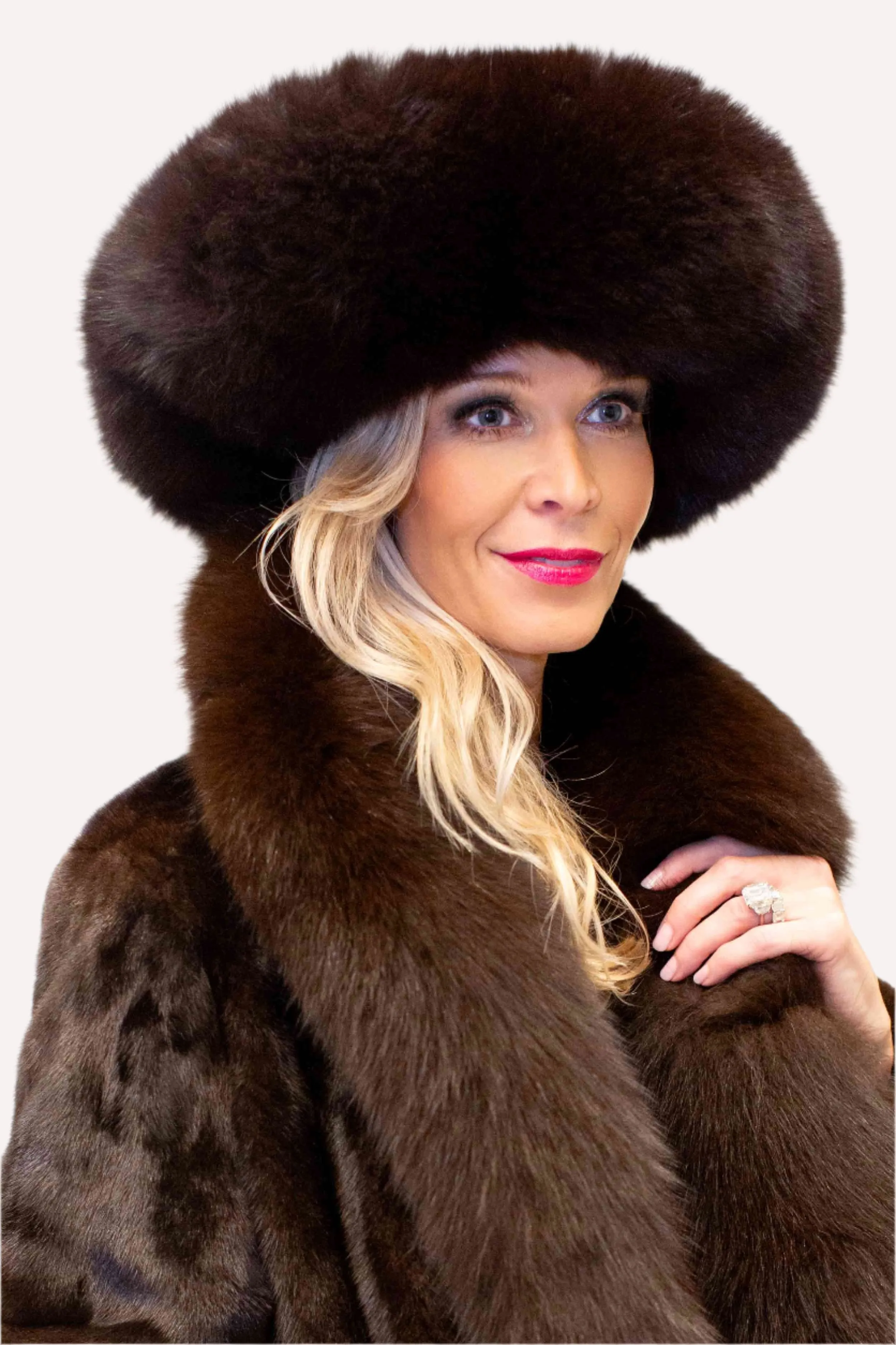Mink Fur Hat with Fox Fur Trim