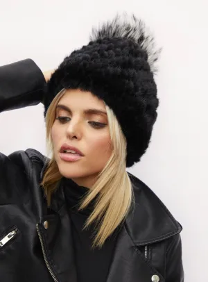 Mink Fur Knit Pom Beanie
