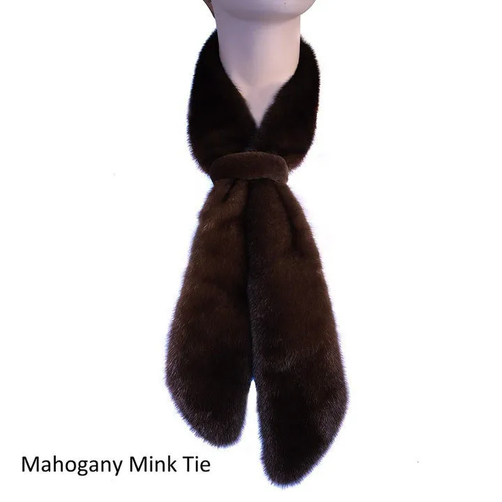 MINK FUR TIE/SCARF (CHOOSE BLUE IRIS, MAHOGANY, WILD TYPE, OR RED)