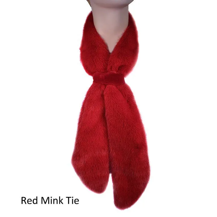 MINK FUR TIE/SCARF (CHOOSE BLUE IRIS, MAHOGANY, WILD TYPE, OR RED)