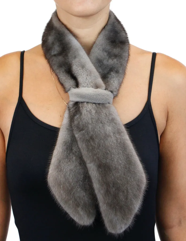 MINK FUR TIE/SCARF (CHOOSE BLUE IRIS, MAHOGANY, WILD TYPE, OR RED)