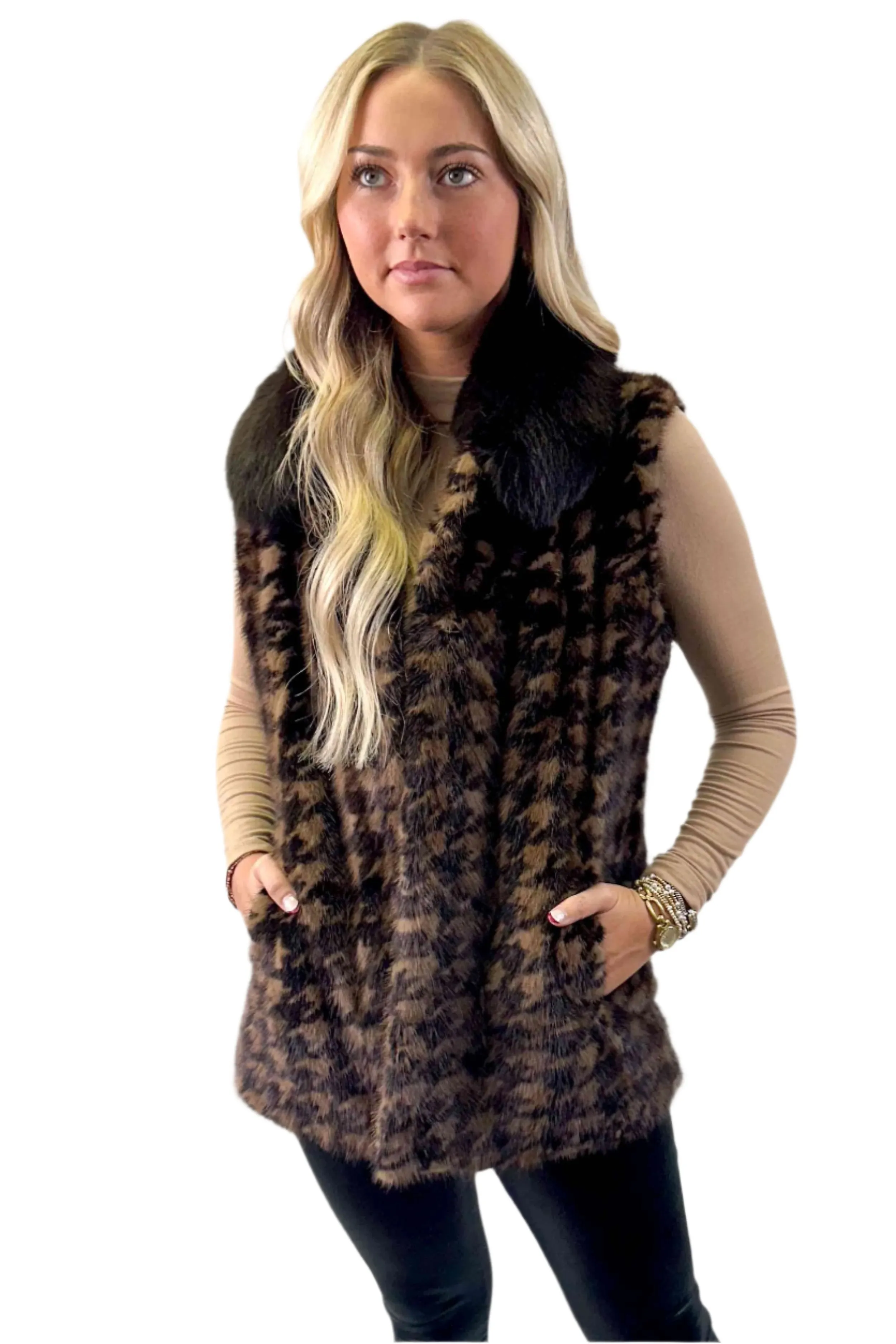 Mink Fur Vest with Fox Fur Collar