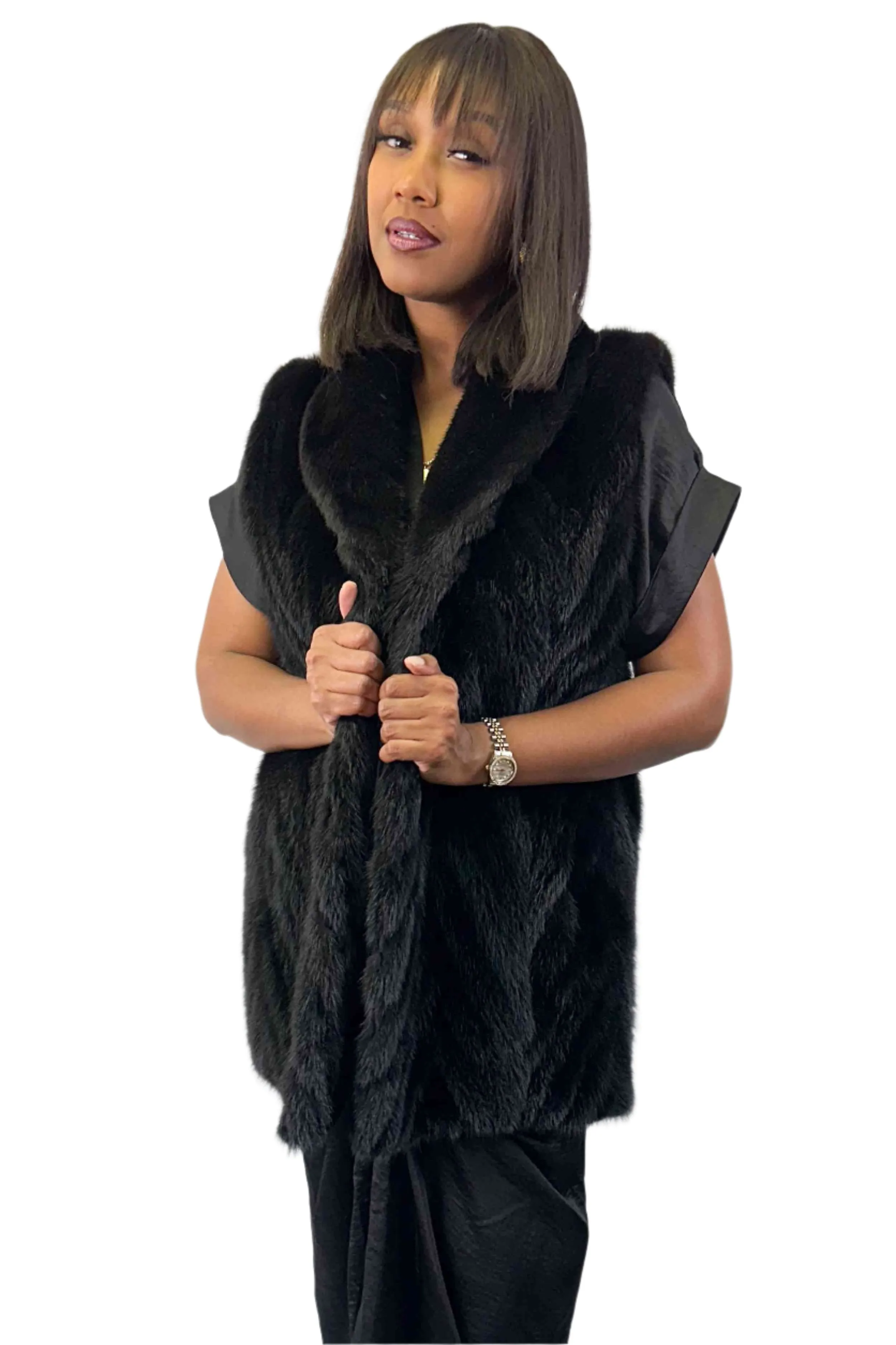 Mink Fur Vest with Fox Fur Collar