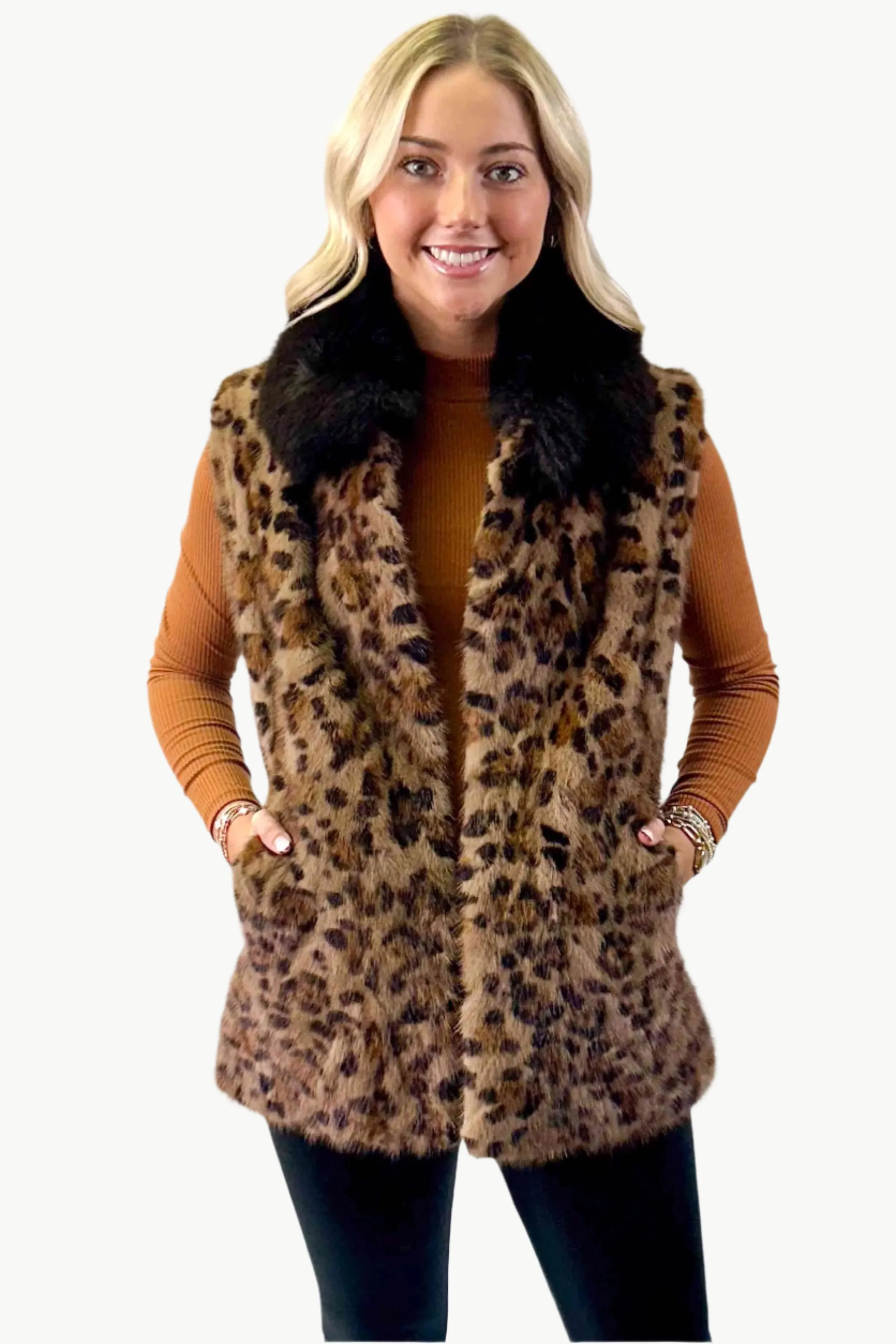 Mink Fur Vest with Fox Fur Collar
