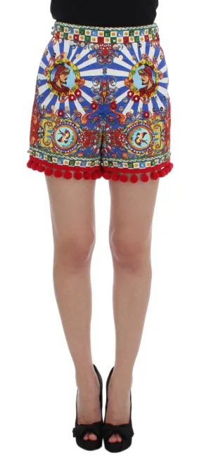 Multicolor Carretto Crystal Pom Pom Mini Shorts