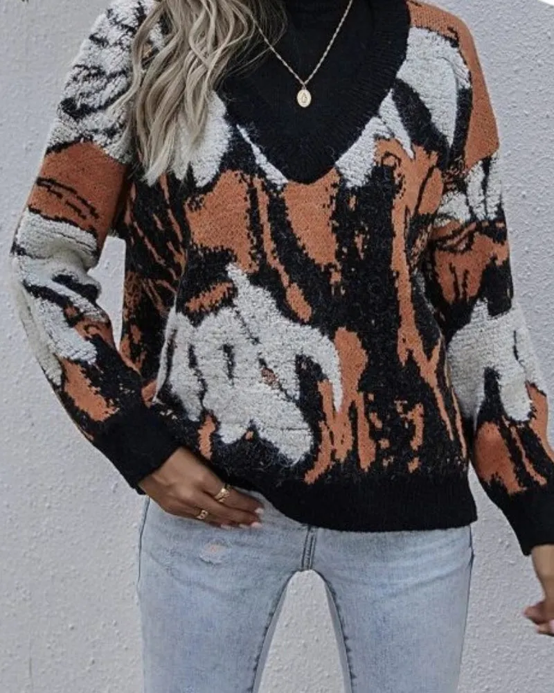 Multicolor Contrast Color Sweater Knit