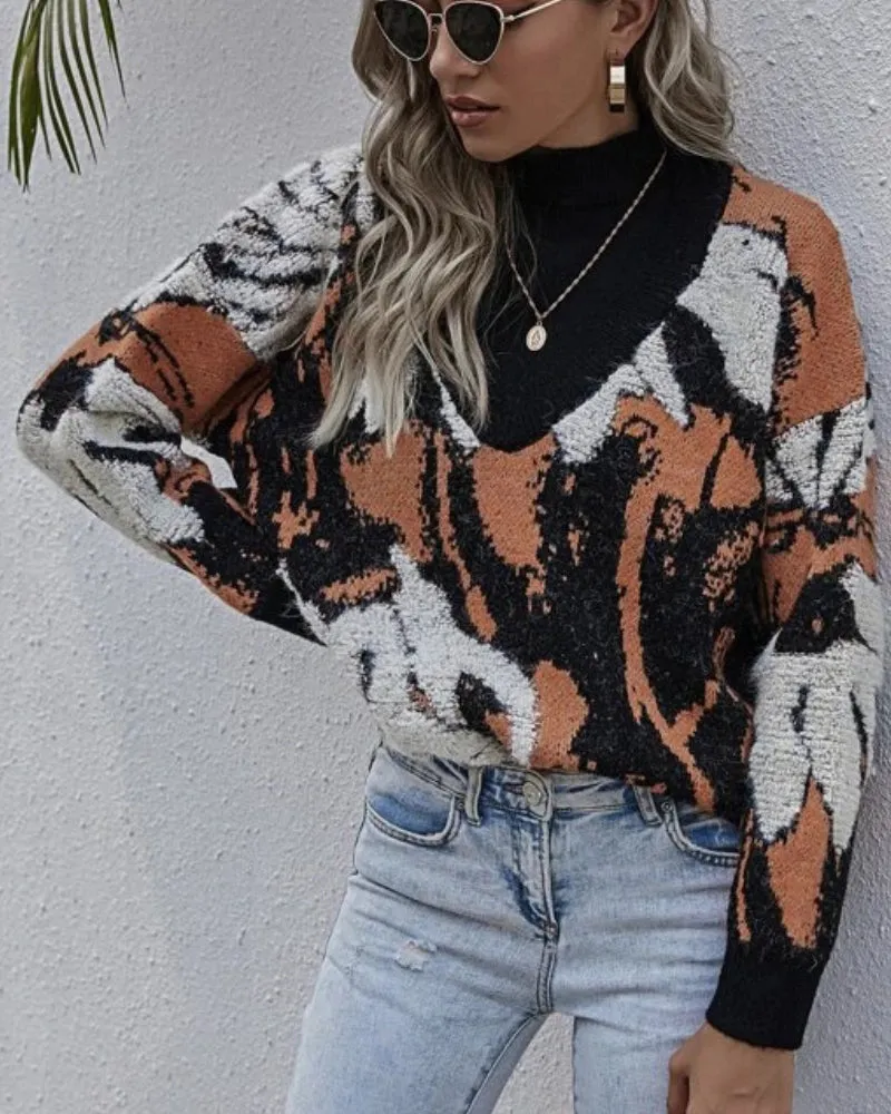 Multicolor Contrast Color Sweater Knit