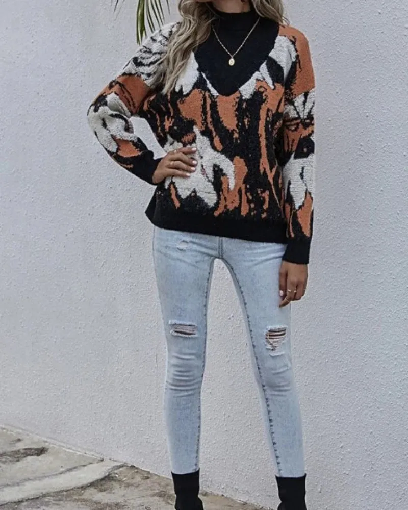 Multicolor Contrast Color Sweater Knit