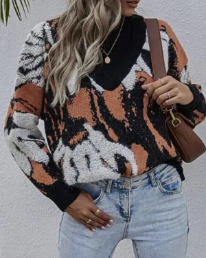 Multicolor Contrast Color Sweater Knit