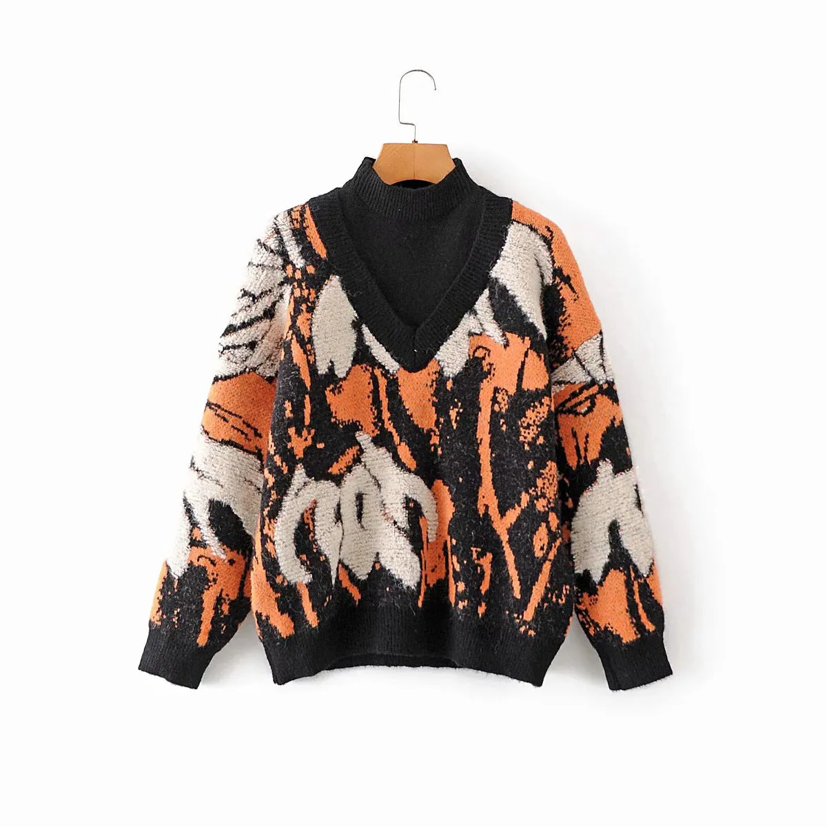 Multicolor Contrast Color Sweater Knit